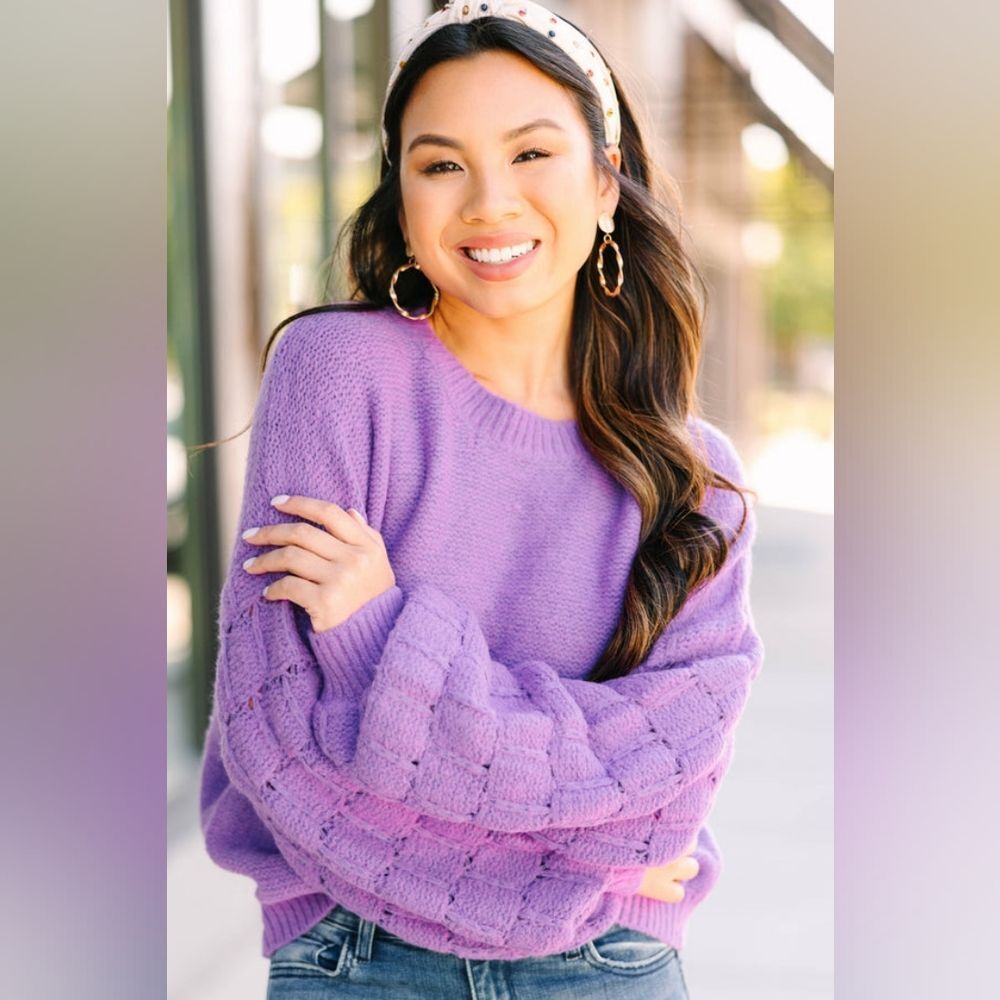 Shop The Mint Feeling Close To You Orchid Purple Textured Sweater - Picture 2 of 8